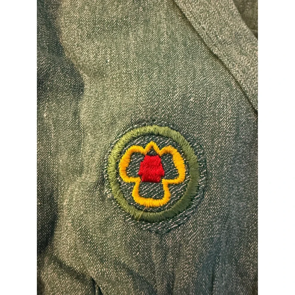 Vintage‎ Girl Scout Uniform Dress Patches Emblems Green Girls Kids Costume